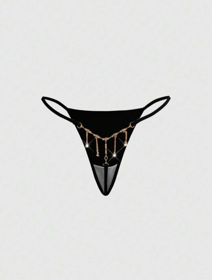 Desy 1Pc Dark Gothic Metal Chain Rhinestone Women's Thong